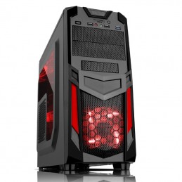 CASE GAMING ITEK INVADER R03 -  Middle Tower, USB3, 12cm red fan, Trasp Wind
