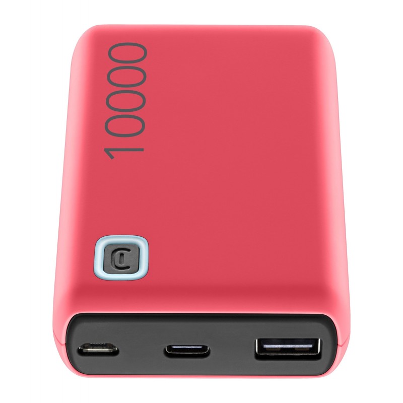 Power Bank CELLULARLINE 10.000mAH  -2 USB - 1 TYPE C - 1 MICRO USB RED PBESSENCE10000P