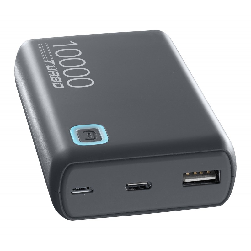 POWER BANK CELLULARLINE ESSENCE TURBO 10000mAH 20W 3 PORTE USB - Micro USB - USB C GRAY