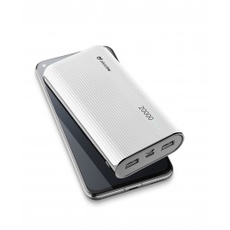 Power Bank CELLULARLINE 20.000mAH  -2 USB - 1 TYPE C - 1 MICRO USB WHITE FREEPPT20USBCW