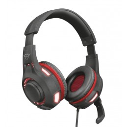 CUFFIE  TRUST GXT 407 GAMING RAVU ILLUMINATED Padiglione auricolare Nero, Rosso  Unità di controllo in linea